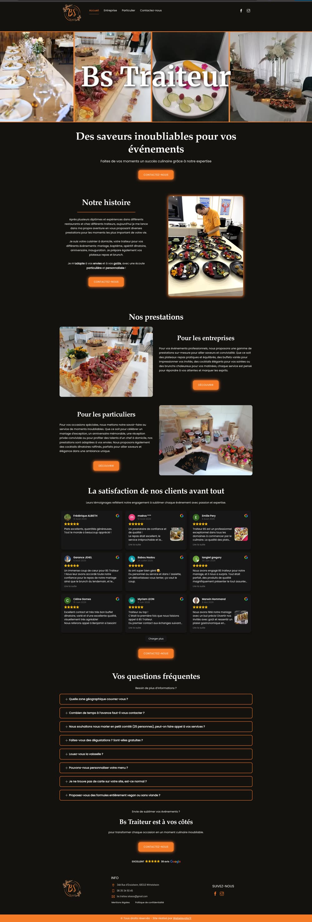 Site BS Traiteur réalisé par Webelevate